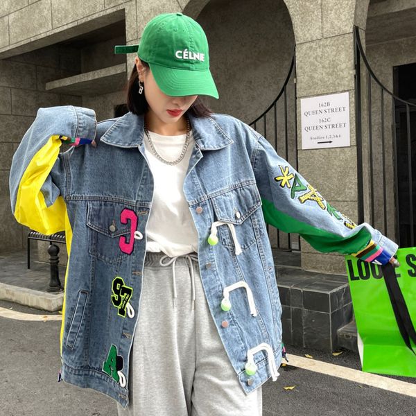 women s jackets denim jacket women korean fashion design 2023 autumn splicing wool loose thin flocking letter color matching street cowboy c, Black;brown
women s jackets denim jacket women korean fashion design 2023 autumn splicing wool loose thin flocking letter color matching street cowboy c, Black;brown