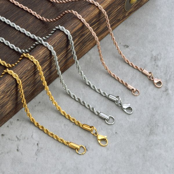 3pcs lot (each color 1pcs) twisted chain necklace stainless steel rope chains jewelry for women girl boys thin 2mm wide, Silver
3pcs lot (each color 1pcs) twisted chain necklace stainless steel rope chains jewelry for women girl boys thin 2mm wide, Silver