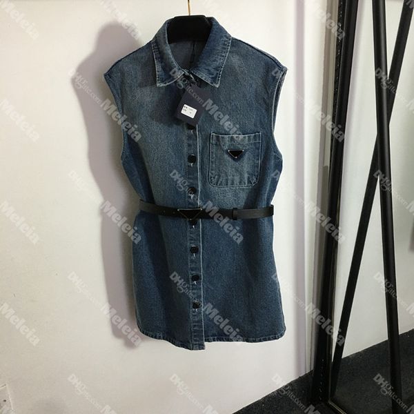 women denim dress designer triangle badge dresses with belt sleeveless ladies dress womens casual high street dresses, Black;gray
women denim dress designer triangle badge dresses with belt sleeveless ladies dress womens casual high street dresses, Black;gray