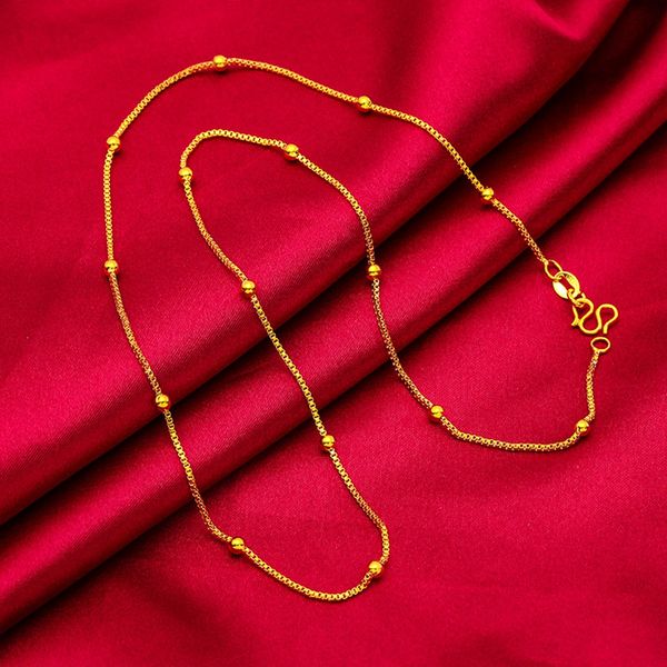 thin box beads chain necklace women girls jewelry classic 18k yellow gold filled fashion accessories, Silver
thin box beads chain necklace women girls jewelry classic 18k yellow gold filled fashion accessories, Silver