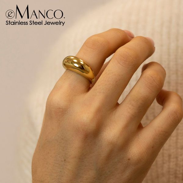 cluster rings e manco fashion simple stainless steel for women arc jewellery geometric ring size 5 6 7 8 230424, Golden;silver