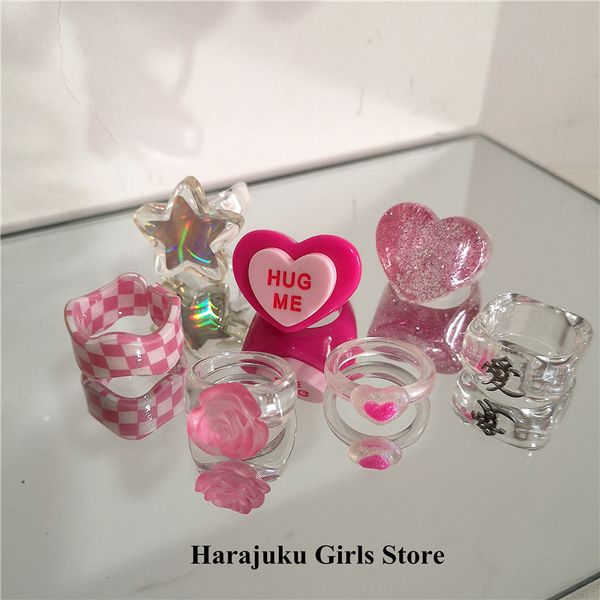 cluster rings kpop cute goth pink transparent flower heart star resin acrylic set for women egirl bff y2k aesthetic jewelry accessories 2304, Golden;silver
cluster rings kpop cute goth pink transparent flower heart star resin acrylic set for women egirl bff y2k aesthetic jewelry accessories 2304, Golden;silver
