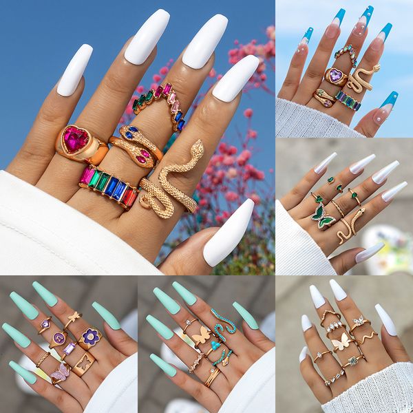 cluster rings colorful crystal snake shape ring set for women fashion butterfly heart gold color geometric female wedding finger jewelry 230, Golden;silver
cluster rings colorful crystal snake shape ring set for women fashion butterfly heart gold color geometric female wedding finger jewelry 230, Golden;silver