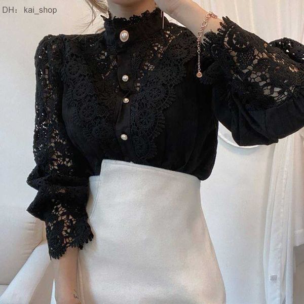 knits & tees summer new lace hollow long sleeve standing collar cotton versatile shirt 21, White
knits & tees summer new lace hollow long sleeve standing collar cotton versatile shirt 21, White