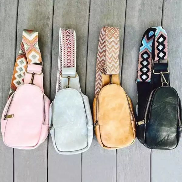 wholesale custom pu crossbody chest bag leather guitar strap purse belt bag women leather sling bag, Blue;pink
wholesale custom pu crossbody chest bag leather guitar strap purse belt bag women leather sling bag, Blue;pink