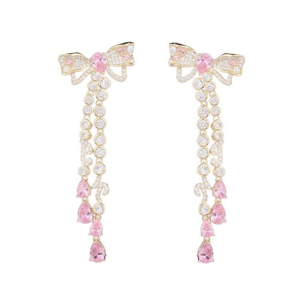 luxury designer crystal bowknot charm earrings tassel earrings women french style diamond bow knot long tassel stud ear rings female ear jew, Golden
luxury designer crystal bowknot charm earrings tassel earrings women french style diamond bow knot long tassel stud ear rings female ear jew, Golden