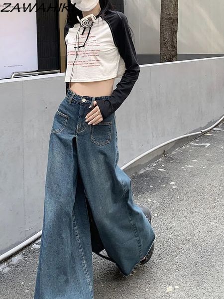 women's jeans oversized vintage high waist jeans high street loose frayed wide leg jeans fashion korean casual solid color straight tro, Blue
women's jeans oversized vintage high waist jeans high street loose frayed wide leg jeans fashion korean casual solid color straight tro, Blue