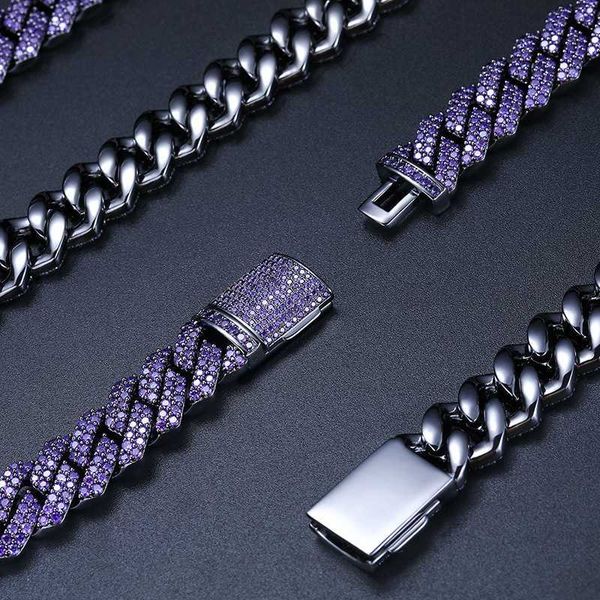brass 5a purple cubic zircon special color cuban link chain rhodium plated 14mm two rows urban, Silver
brass 5a purple cubic zircon special color cuban link chain rhodium plated 14mm two rows urban, Silver