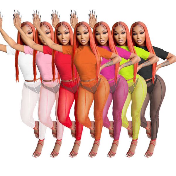 2023 women's tracksuits sport suits summer short sleeved mesh pants two-piece perspective solid color sports set women, Gray
2023 women's tracksuits sport suits summer short sleeved mesh pants two-piece perspective solid color sports set women, Gray