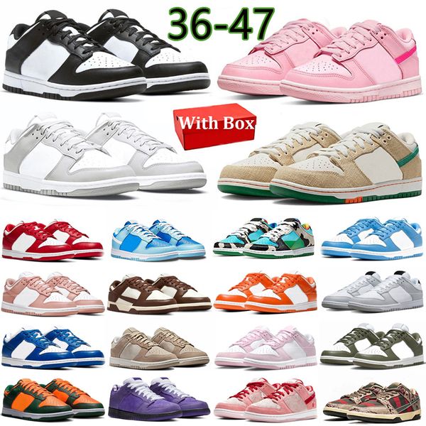 

With Box Running shoes Men Women Panda Valentines Day Triple Pink Freddy Krueger Jarritos Sanddrift Grey Fog UNC Syracuse lows mens women trainers sneakers 36-47, 18