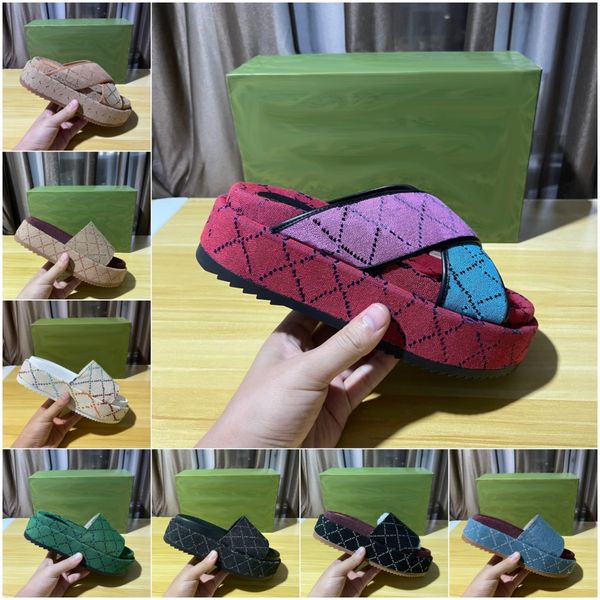 designer womens slipper fashion embroidered canvas slides slip on slippers for girls 60mm canvas covered platform sandals dust bags flat thi, Black
designer womens slipper fashion embroidered canvas slides slip on slippers for girls 60mm canvas covered platform sandals dust bags flat thi, Black