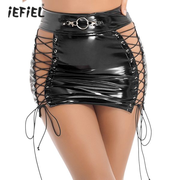 skirt latex hollow out laceup mini party dance gothic clubwear stage show costume wetlook patent leather pencil s 230424, Black
skirt latex hollow out laceup mini party dance gothic clubwear stage show costume wetlook patent leather pencil s 230424, Black
