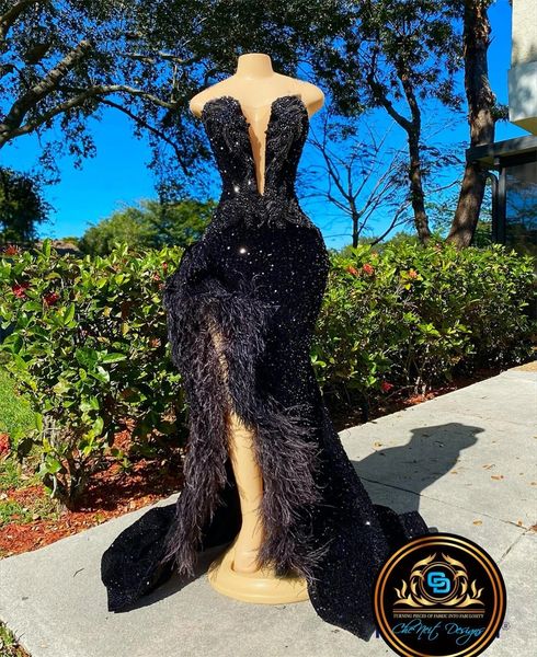black sequin feathers slit mermaid evening dresses 2023 gillter beaded sweetheart aso ebi lace-up corset prom occasion gown, Black;red
black sequin feathers slit mermaid evening dresses 2023 gillter beaded sweetheart aso ebi lace-up corset prom occasion gown, Black;red