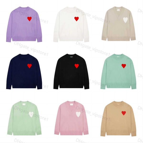 amis paris fashion mens designer amies knitted sweater embroidered red heart solid color big love round neck short sleeve a t shirt for men, White;black
amis paris fashion mens designer amies knitted sweater embroidered red heart solid color big love round neck short sleeve a t shirt for men, White;black