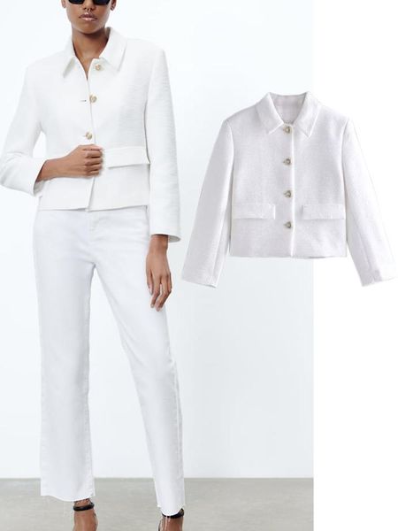 pants traf women spring autumn blazer jacket 2022 fashion tweed blazer coat vintage long sleeve female outerwear chic short top, White
pants traf women spring autumn blazer jacket 2022 fashion tweed blazer coat vintage long sleeve female outerwear chic short top, White