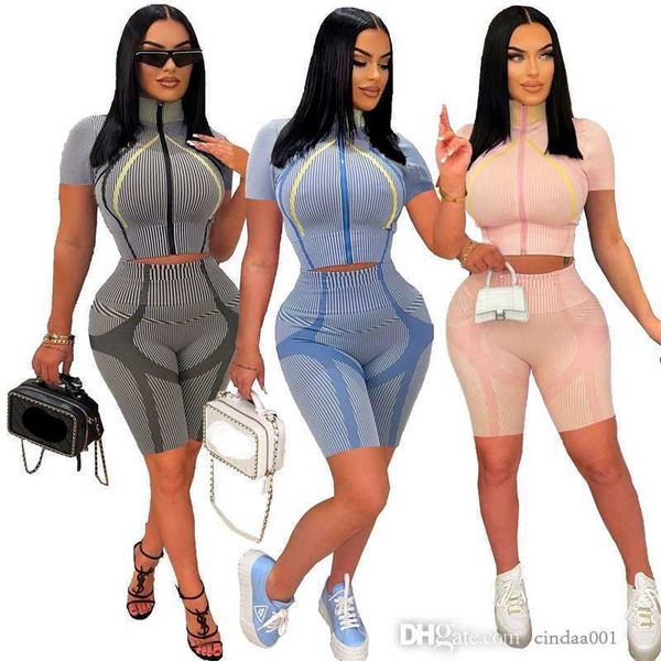 women clothing designer tracksuits stand neck zipper outfits high elastic knitting stripe positioning printing two piece sports set, Gray
women clothing designer tracksuits stand neck zipper outfits high elastic knitting stripe positioning printing two piece sports set, Gray