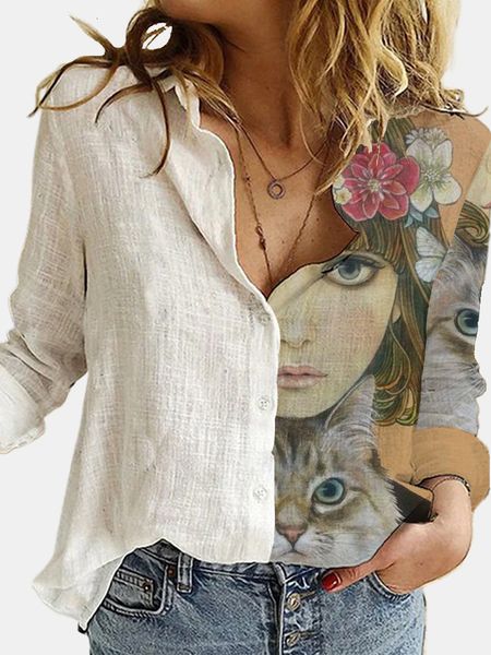 women's blouses shirts loose retro portrait cute cat printing women's shirt casual button cardigan autumn style ladies blouse tees, White
women's blouses shirts loose retro portrait cute cat printing women's shirt casual button cardigan autumn style ladies blouse tees, White