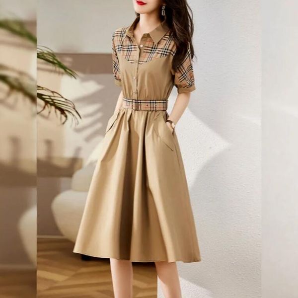elegant plaid shirt dresses for women designer summer dress short sleeve women's clothing, Black;gray
elegant plaid shirt dresses for women designer summer dress short sleeve women's clothing, Black;gray