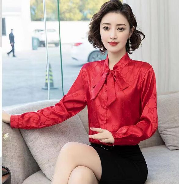 fashion luxury letter printing blouses for women lace-up bow ice silk long sleeve jacquard weave lapel cardigan buttons casual shirts, White
fashion luxury letter printing blouses for women lace-up bow ice silk long sleeve jacquard weave lapel cardigan buttons casual shirts, White