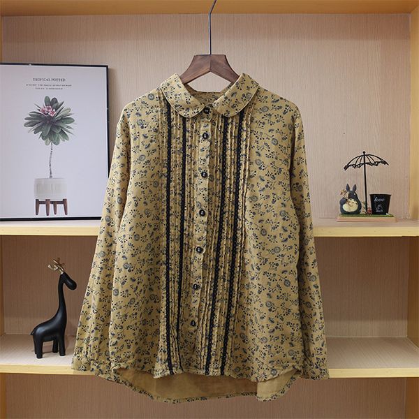 women's blouses shirts japan style mori girl peter pan collar literary shirt double cotton yarn long sleeve floral print blouse women 2, White
women's blouses shirts japan style mori girl peter pan collar literary shirt double cotton yarn long sleeve floral print blouse women 2, White