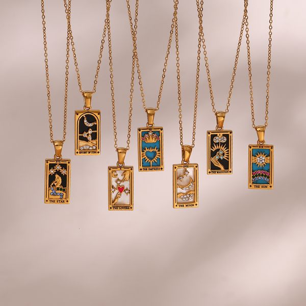 strands strings 2023 design christmas jewelry gift colorful gometric meaningful moon sun lover stainless steel tarot necklaces for women 230, Black
strands strings 2023 design christmas jewelry gift colorful gometric meaningful moon sun lover stainless steel tarot necklaces for women 230, Black