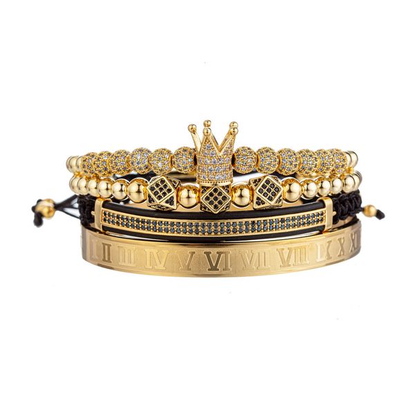 charm bracelets 4pcs set luxury stainless steel beads royal king crown men bracelet cz roman bangles keep color rock punk jewellery 230424, Golden;silver
charm bracelets 4pcs set luxury stainless steel beads royal king crown men bracelet cz roman bangles keep color rock punk jewellery 230424, Golden;silver