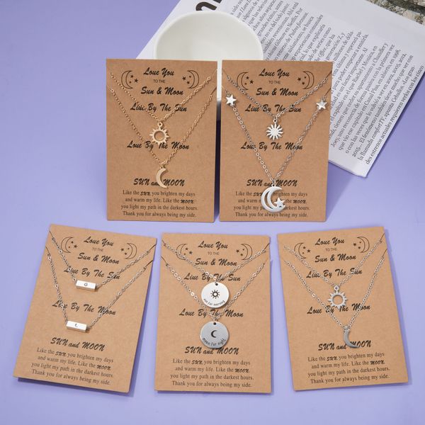 vintage star moon pendant necklace gold and silver plated stainless steel jewelry 2pcs/set
vintage star moon pendant necklace gold and silver plated stainless steel jewelry 2pcs/set