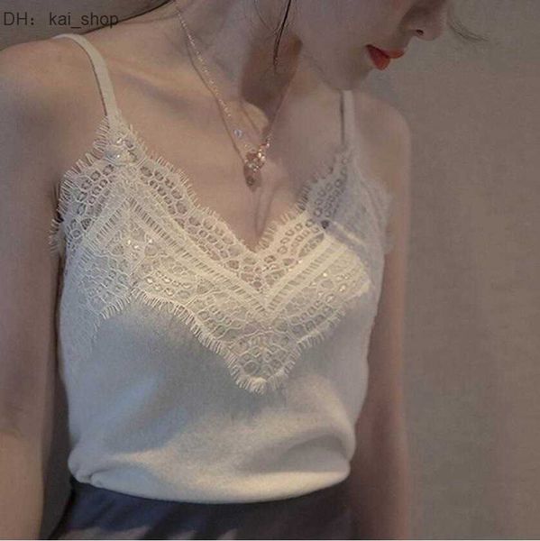 knits & tees 2023 spring autumn new lace knitted suspended tank for outwear slim fit sleeveless v-neck with underlay1, White
knits & tees 2023 spring autumn new lace knitted suspended tank for outwear slim fit sleeveless v-neck with underlay1, White
