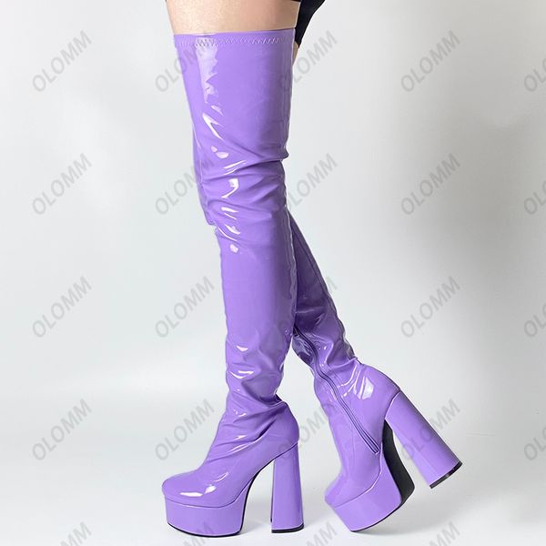 olomm new arrival women platform thigh boots hoof heels round toe gorgeous violet pink black party shoes women plus us size 5-15
olomm new arrival women platform thigh boots hoof heels round toe gorgeous violet pink black party shoes women plus us size 5-15