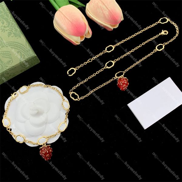 new strawberry pendant necklace jewelry sets women letter designer necklaces ladies bracelet birthday gift with box, Black
new strawberry pendant necklace jewelry sets women letter designer necklaces ladies bracelet birthday gift with box, Black