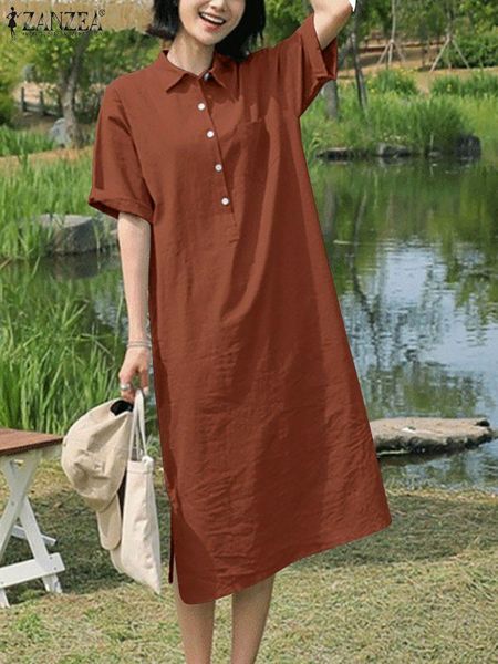 dresses zanzea female elegant fashion dress lapel neck half sleeve solid color vestidos women summer casual holiday robe beach sundress, Black;gray
dresses zanzea female elegant fashion dress lapel neck half sleeve solid color vestidos women summer casual holiday robe beach sundress, Black;gray