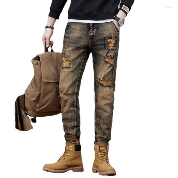 Men's Jeans Retro Yellow Men's Ripped Elastic Casual Denim Trousers Mid-Waist Straight Slim Hip Hop Outdoors Motorcycle
Men's Jeans Retro Yellow Men's Ripped Elastic Casual Denim Trousers Mid-Waist Straight Slim Hip Hop Outdoors Motorcycle