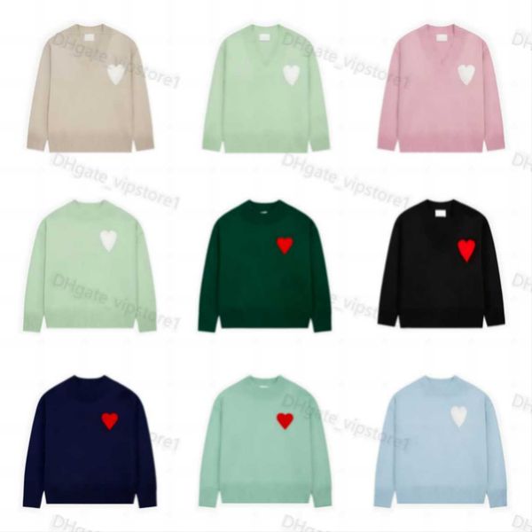 fashion classic amis paris mens designer amies knitted sweater embroidered red heart solid color big love round neck sweaters for men and wo, White;black
fashion classic amis paris mens designer amies knitted sweater embroidered red heart solid color big love round neck sweaters for men and wo, White;black