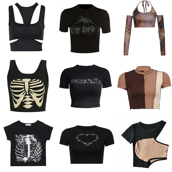 women's t-shirt y2k punk vintage goth black t shirt summer clothes for women fashion crop o-neck short sleeve tee streetwear 230422, White
women's t-shirt y2k punk vintage goth black t shirt summer clothes for women fashion crop o-neck short sleeve tee streetwear 230422, White