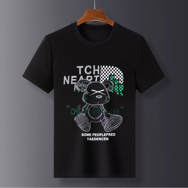 men's t-shirts designer summer mercerized cotton short sleeved t-shirt men's diamond cartoon trend men's t-shirt, White;black 
men's t-shirts designer summer mercerized cotton short sleeved t-shirt men's diamond cartoon trend men's t-shirt, White;black