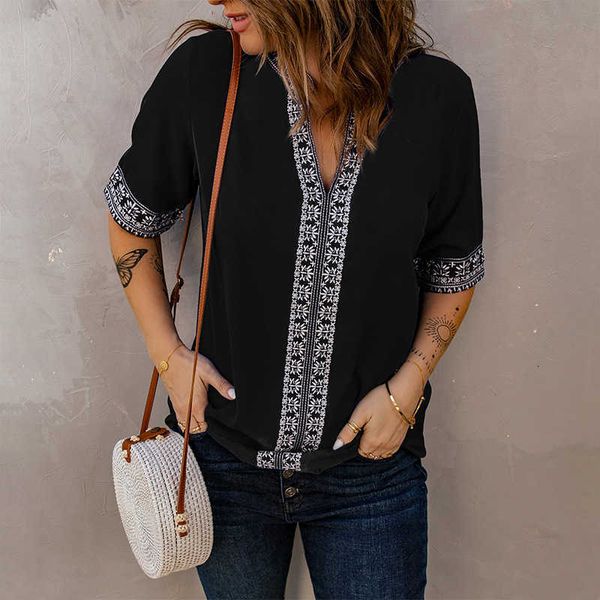 new shi ying style shirt women's half sleeve v-neck pullover embroidery lace loose clothing ice wrinkled folk women, White
new shi ying style shirt women's half sleeve v-neck pullover embroidery lace loose clothing ice wrinkled folk women, White