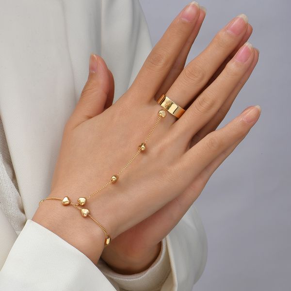 charm bracelets simple heart pendant chain bracelet link connected gold plated wide finger ring for women hand harness jewelry 230424, Golden;silver
charm bracelets simple heart pendant chain bracelet link connected gold plated wide finger ring for women hand harness jewelry 230424, Golden;silver
