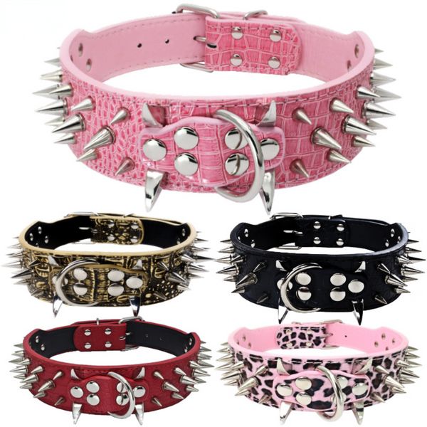 

Spiked Studded Leather Dog Collar with Leash, Epesiri Rivet PU Leather Dog Collars for Pit Bull, Durable Leather Cat Collar Spiked Studded for Small Medium Large Pet