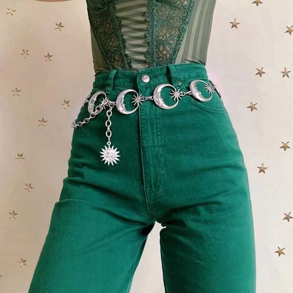 belts womens fashion belt hip high waist gold silver narrow metal chain gothic moon silver pendant vintage high waist chain w0424, Black;brown
belts womens fashion belt hip high waist gold silver narrow metal chain gothic moon silver pendant vintage high waist chain w0424, Black;brown