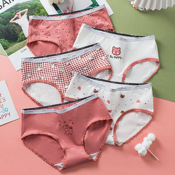 women's panties 5pcs/set cartoon bear underwear cotton printing women's panties cute girl briefs soft breathable underpants linger, Black;pink
women's panties 5pcs/set cartoon bear underwear cotton printing women's panties cute girl briefs soft breathable underpants linger, Black;pink