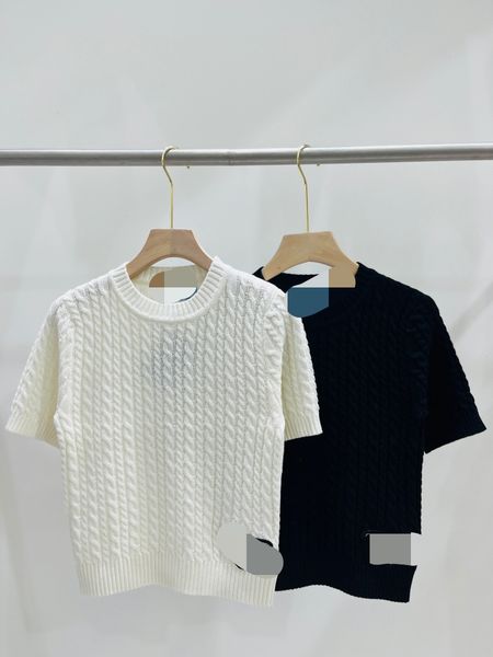 423 2023 summer brand same style sweater short sleeve black white crew neck pullover fashion womens clothes womens feng, White;black
423 2023 summer brand same style sweater short sleeve black white crew neck pullover fashion womens clothes womens feng, White;black