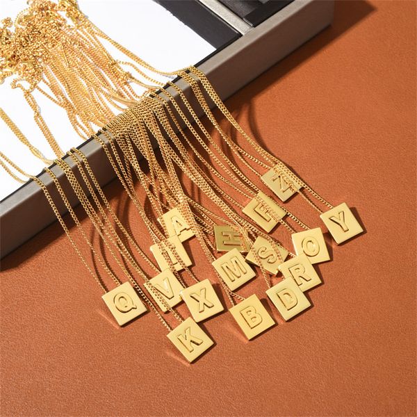 ce not fade small gold color pendant medal square initials necklace female light luxury niche design high-end ins fashion collarbone chain, Silver
ce not fade small gold color pendant medal square initials necklace female light luxury niche design high-end ins fashion collarbone chain, Silver