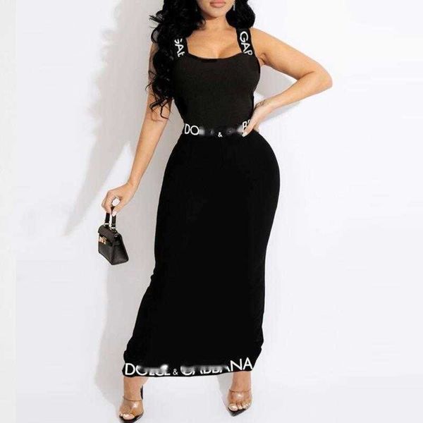 summer women long dress dg designer dress letter embroidered vest skirt casual tight longuette, Black;gray
summer women long dress dg designer dress letter embroidered vest skirt casual tight longuette, Black;gray