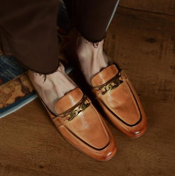 gold metal buckle half slippers women fashion flat heel genuine leather lady slides driving boats shoes, Black
gold metal buckle half slippers women fashion flat heel genuine leather lady slides driving boats shoes, Black