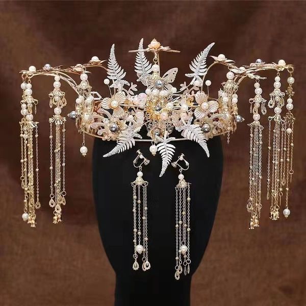 bride headwear chinese wedding simple and magnificent show hebu shake tassels wedding hair accessories ancient costume phoenix crown girl, Slivery;golden
bride headwear chinese wedding simple and magnificent show hebu shake tassels wedding hair accessories ancient costume phoenix crown girl, Slivery;golden
