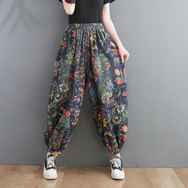 jeans 2022 spring new arts style women elastic waist anklelength loose jeans side pocket vintage print cotton denim harem pants v918, Blue
jeans 2022 spring new arts style women elastic waist anklelength loose jeans side pocket vintage print cotton denim harem pants v918, Blue