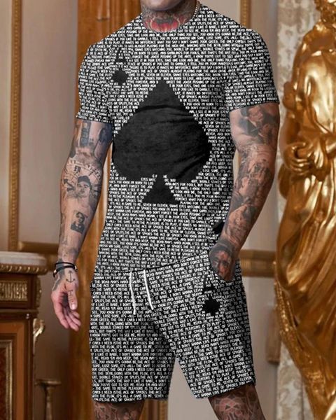 men's tracksuits playing card printed men's summer sportswear set men's casual t-shirtshorts setoversized street clothing set, Gray
men's tracksuits playing card printed men's summer sportswear set men's casual t-shirtshorts setoversized street clothing set, Gray