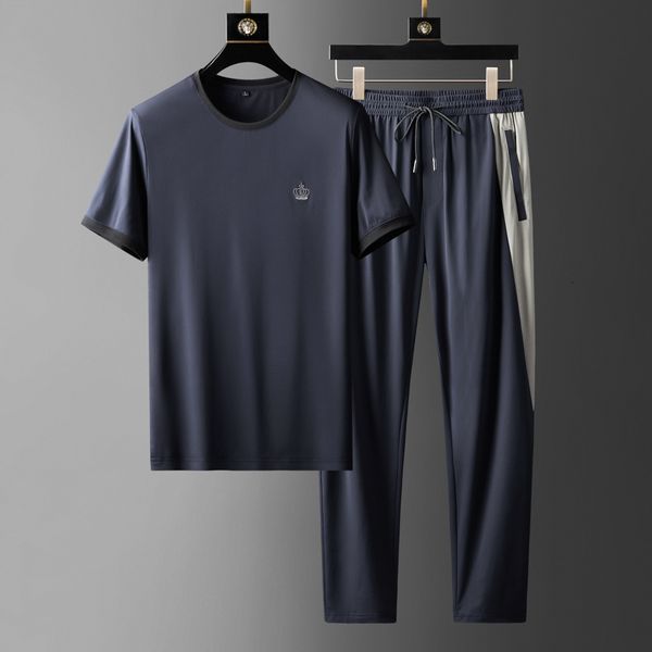 men's tracksuits minglu summer thin mens sets t-shirtpants luxury short sleeve sport casual male sets fashion crown embroidery man suit, Gray
men's tracksuits minglu summer thin mens sets t-shirtpants luxury short sleeve sport casual male sets fashion crown embroidery man suit, Gray