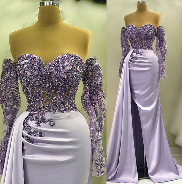 2023 april aso ebi lilac mermaid prom dress crystals lace satin evening formal party second reception birthday engagement gowns dress robe d, Black
2023 april aso ebi lilac mermaid prom dress crystals lace satin evening formal party second reception birthday engagement gowns dress robe d, Black