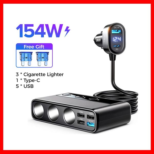 154w 9 in 1 car charger adapter pd 3 socket cigarette lighter splitter charge independent switches dc cigarette outlet car-charge car-charge
154w 9 in 1 car charger adapter pd 3 socket cigarette lighter splitter charge independent switches dc cigarette outlet car-charge car-charge